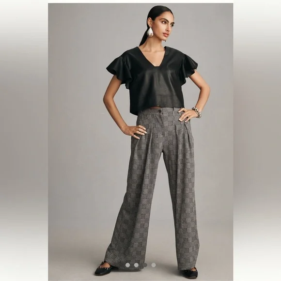 Maeve Cropped Ruffle-Sleeve Blouse - Large - Picture 3 of 7